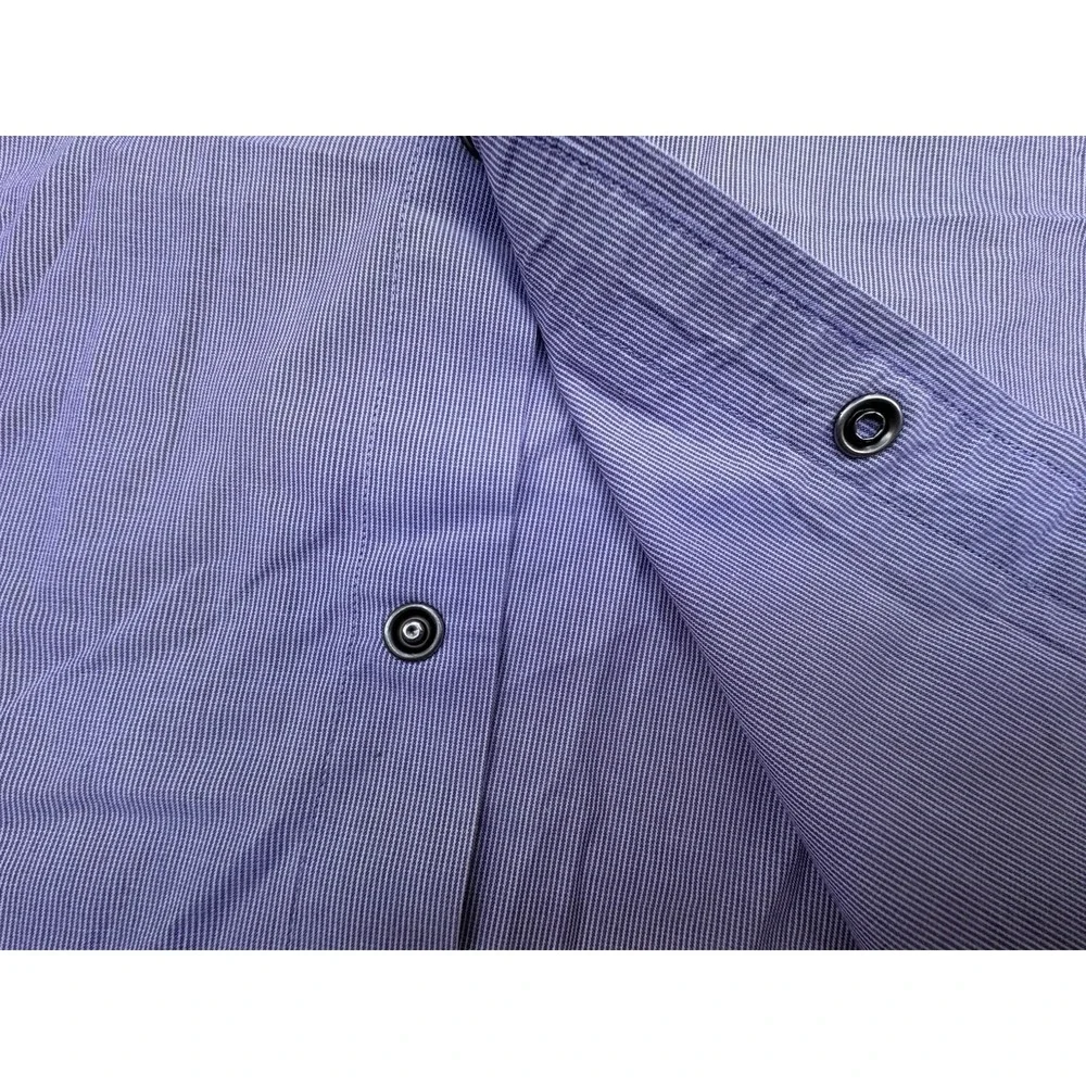 Banana Republic Mens XL Pearl Snap Shirt Purple Striped Short Sleeve Western